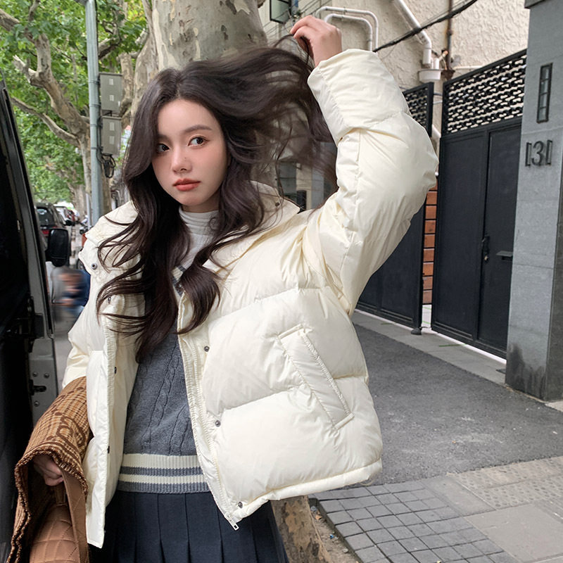 日系cherrykoko【同款】90绒羽绒服女新短款小个子白鸭绒奶呼呼韩