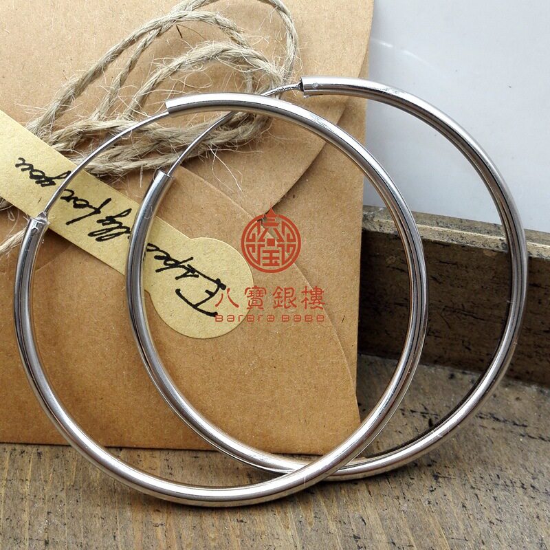 日系设计师topwhit925银大耳圈圈耳环加粗加大大耳圆圈欧美潮流