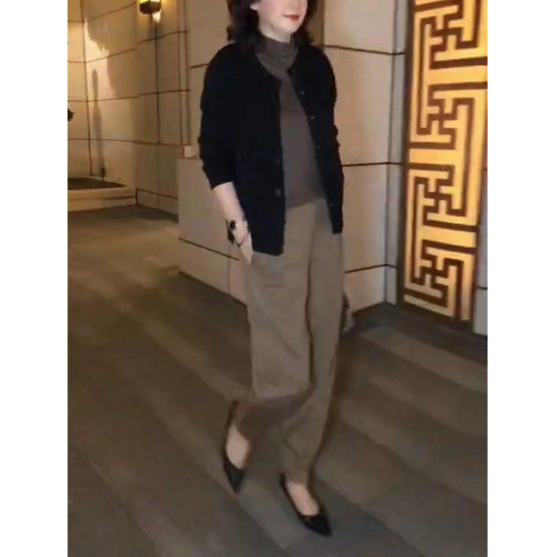 日本coss koko秋季新款长袖圆领开衫休闲长裤宽松简约女装
