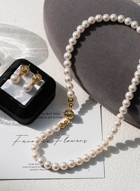 日本coss koko施华家珍珠项链女高级感轻奢新款蓝钻小香风大气