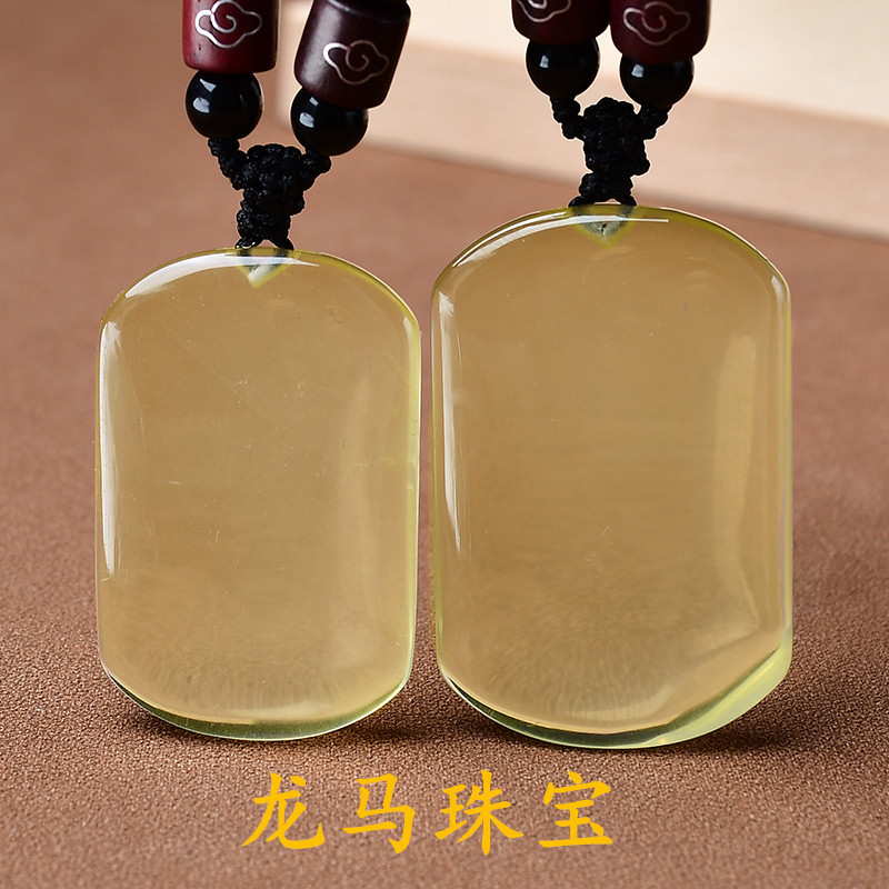 日系设计师topwhit黄水晶平安无事牌吊坠原石挂件男女款无字方牌