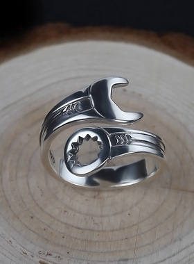 日本coss koko925银戒指男 原创设计扳手戒指个性男士银指环做