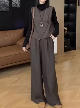 日本coss koko秋季新款简约大气时尚马甲+裤子高级感显瘦女