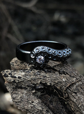 日本coss koko原创黑暗哥特克苏鲁章鱼触手戒指925银复古小众