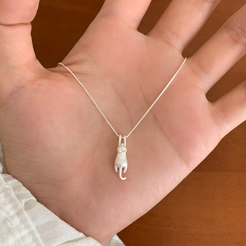 日系设计师topwhit银猫咪项链银饰艺术生高级感新款轻奢小众女款