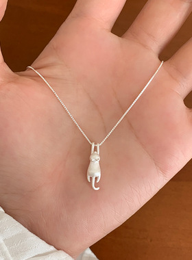 日系设计师topwhit银猫咪项链银饰艺术生高级感新款轻奢小众女款