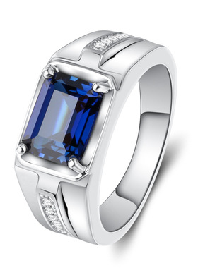 日本coss koko进口仿莫桑石戒指男士璀璨流畅圆润指环厚实宽版