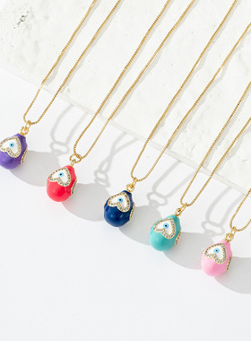 日本coss koko欧美铜镀18k金恶魔之眼水滴吊坠项链小众时尚个性