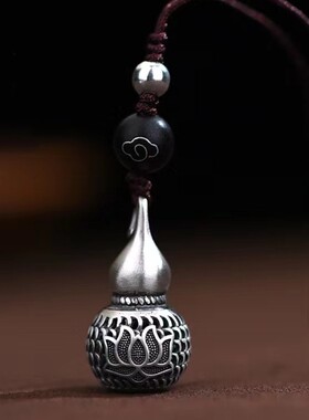 日本coss koko复古银莲花葫芦汽车钥匙扣吊坠男女潮款古法手机