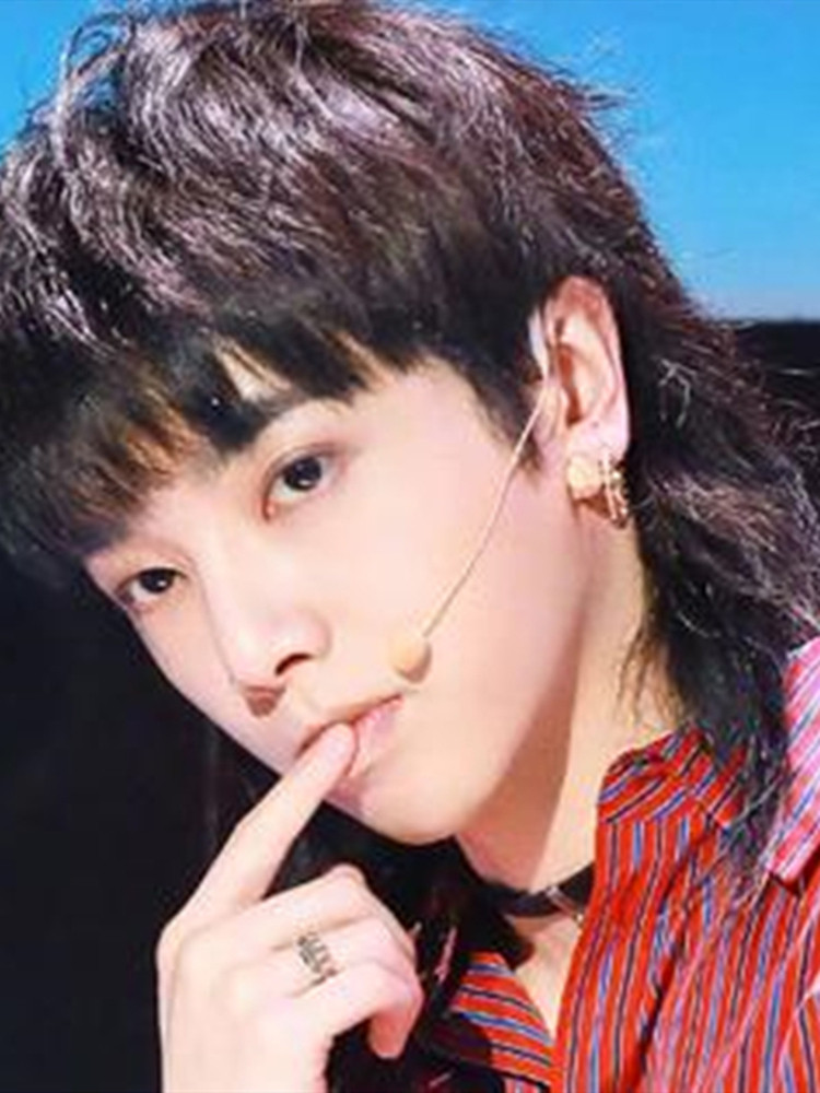 狼尾头假发头套鲻鱼头发型男长发女鲟鱼头假发片帅气自然全头套式