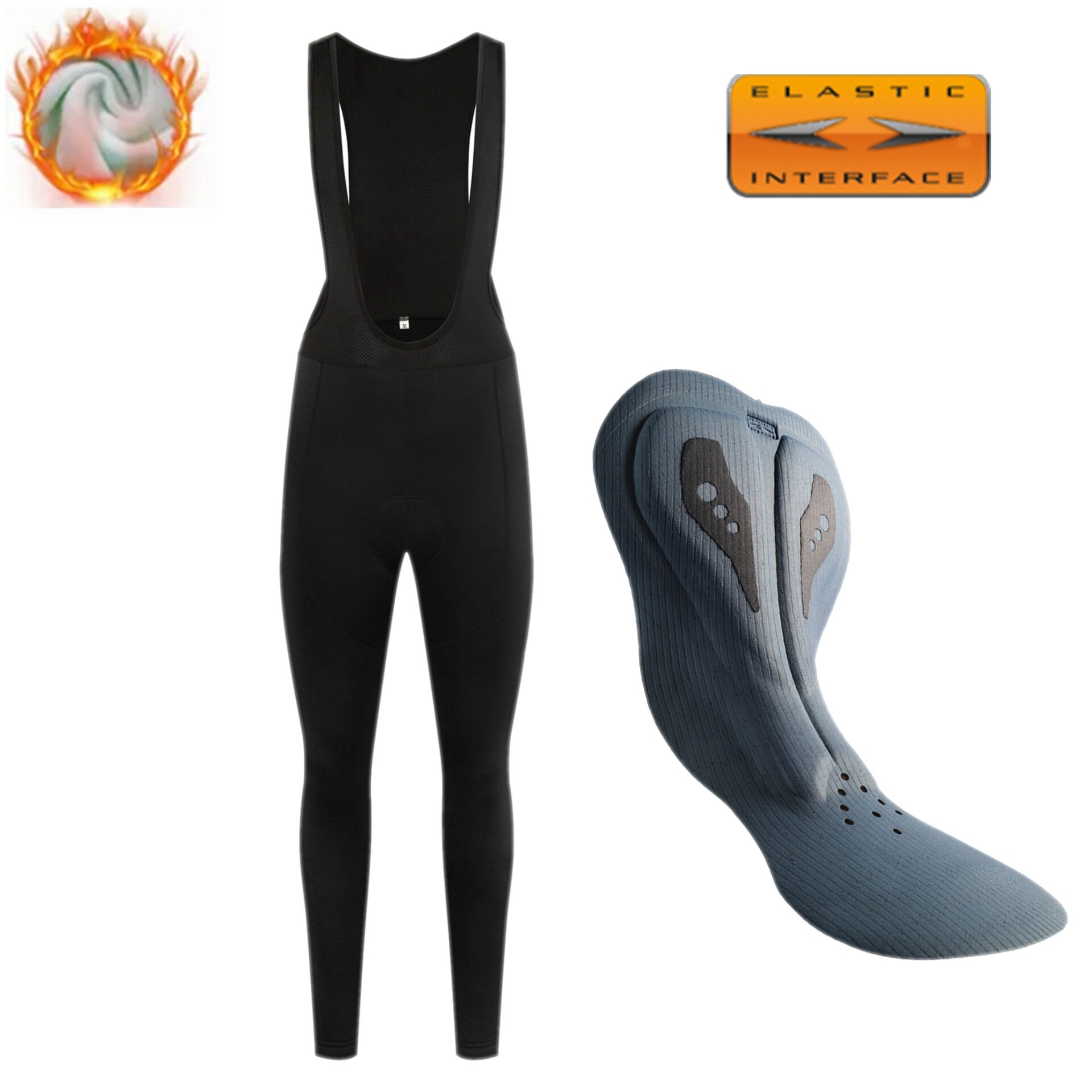 秋冬男款抓绒骑行裤长裤背带加绒保暖公路自行车骑行裤双箭头坐垫