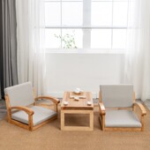 优选实木榻榻米座椅子无腿椅子靠背椅日式 矮椅和室床上地板座椅飘