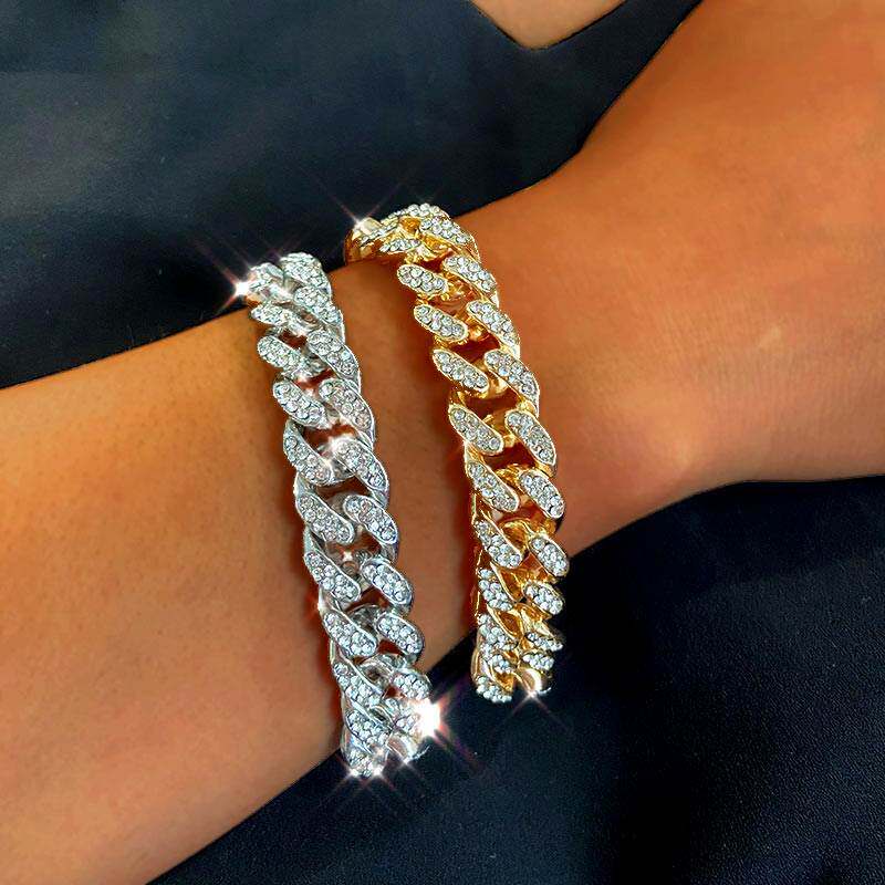 New Fashion Luxury 12mm Iced Out Cuban Link Chain Bracelet f