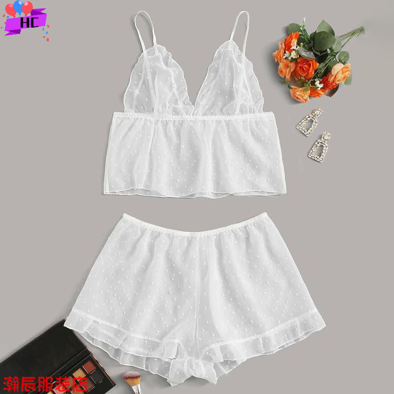 Sling lace mesh pajamas sexy lingerie 吊带蕾丝睡衣性感内衣女