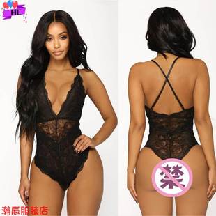 Sexy lingerie sexy lace-up women's one-piece underwear性