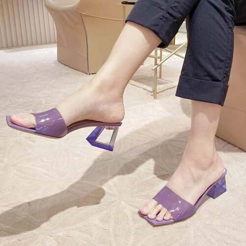 High heels thick with ms fish mouth one word cool slippers