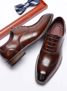 Business Men Leather formal Shoes 男士商务皮鞋真皮实木跟鞋