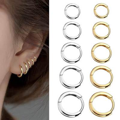 New Simple Stainless Steel Small Hoop Earrings for Women Men