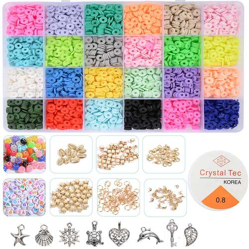 3900Pcs/Box 6mm Clay Bracelet Beads for Jewelry Making Kit,F