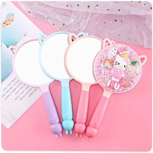 宿舍软柄兔鼠头高清随身可爱镜子