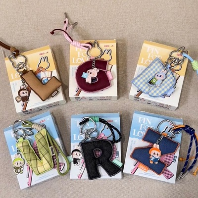 labubu4.0心底密码娃包字母挂绳迷你拉布布玩偶10cm公仔配件挂包