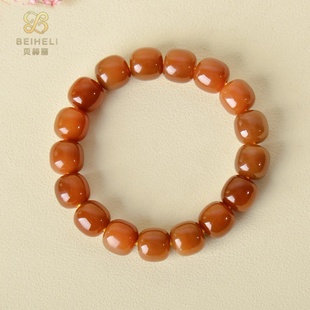 新疆和田玉桶型糖料珠男女款 玉石手鏈手串紅糖珠旗艦店七夕節(jié)禮物