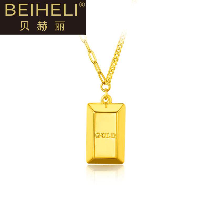 黄金小金条套链 5G黄金时尚简约暴富小金砖999足金可调节锁ry0523