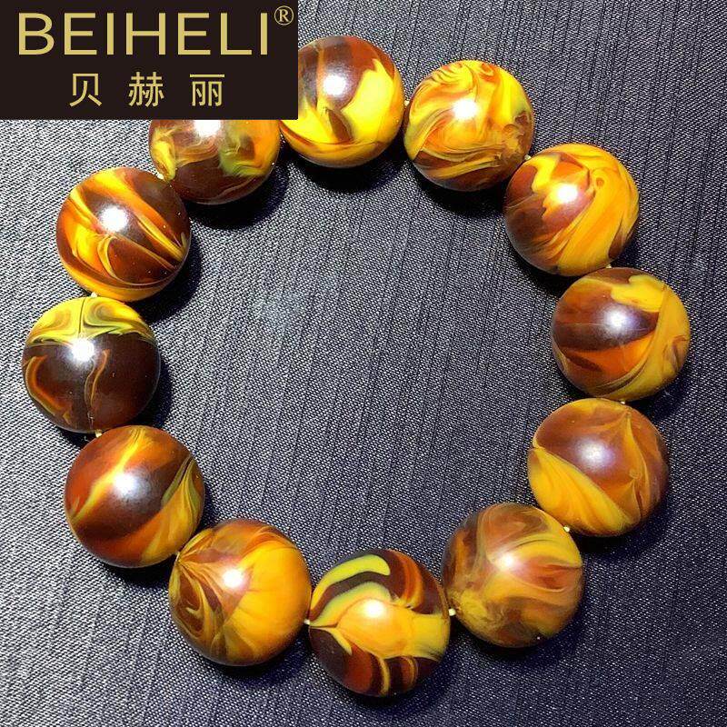 天然龙延香灰琥珀手串男女生士蜜蜡圆珠情侣手链招财转运气jh0629