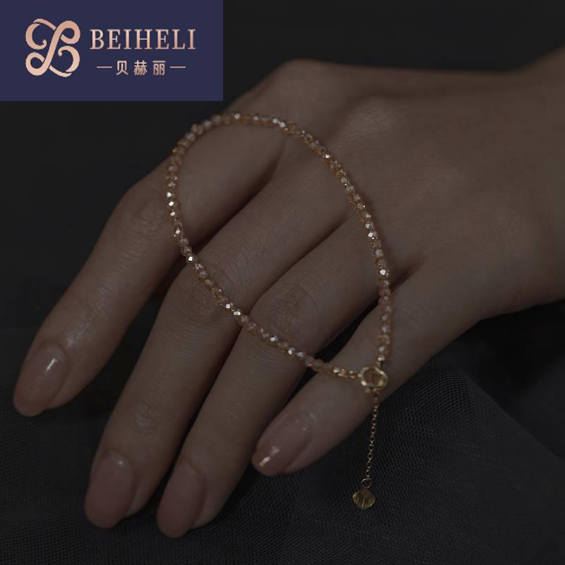 小众轻奢璀璨 定制14K包金bling施家水晶手链可调节不褪色ins风