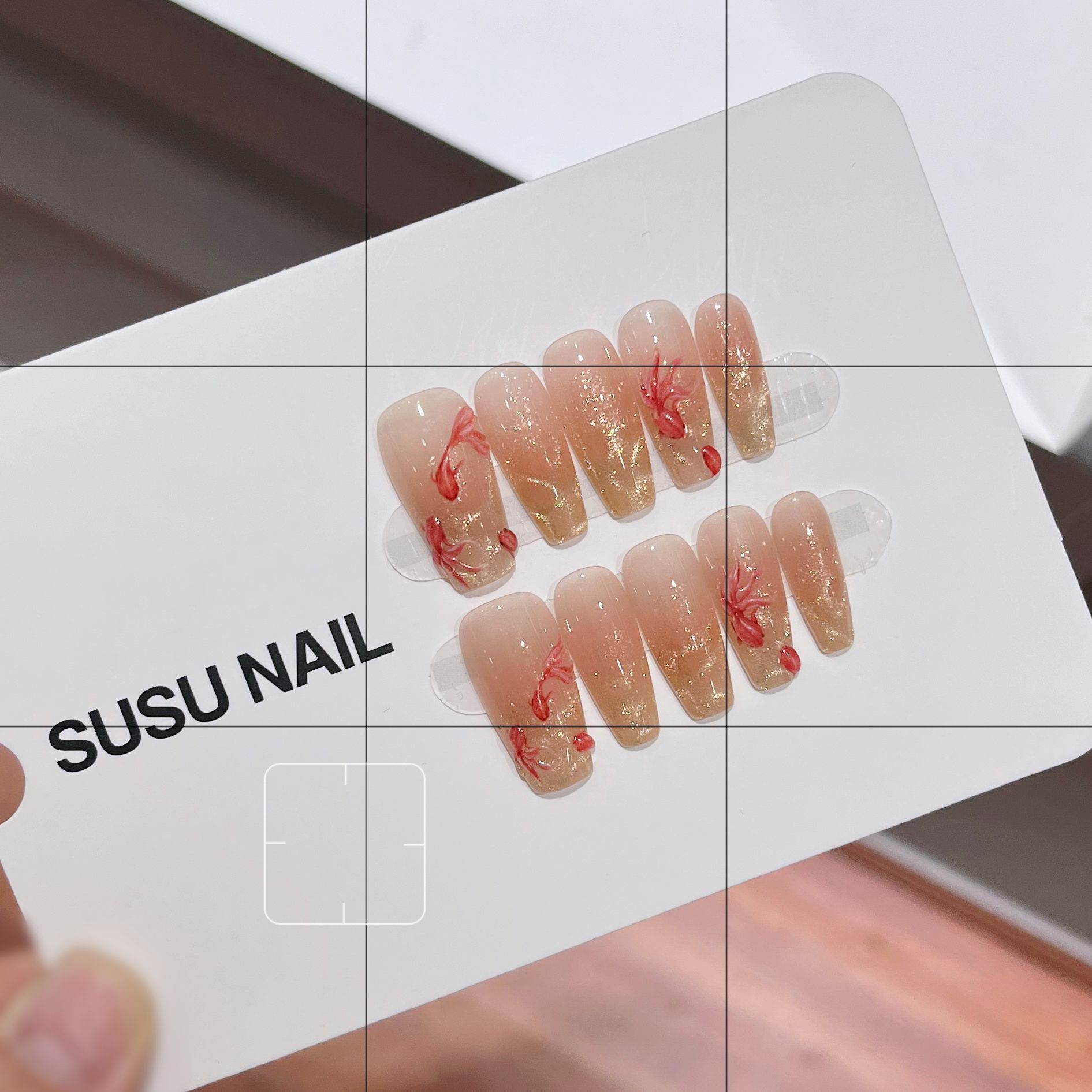 【浮光锦】SUSU纯手工穿戴甲短款幸运锦鲤国风好运红色复古简约