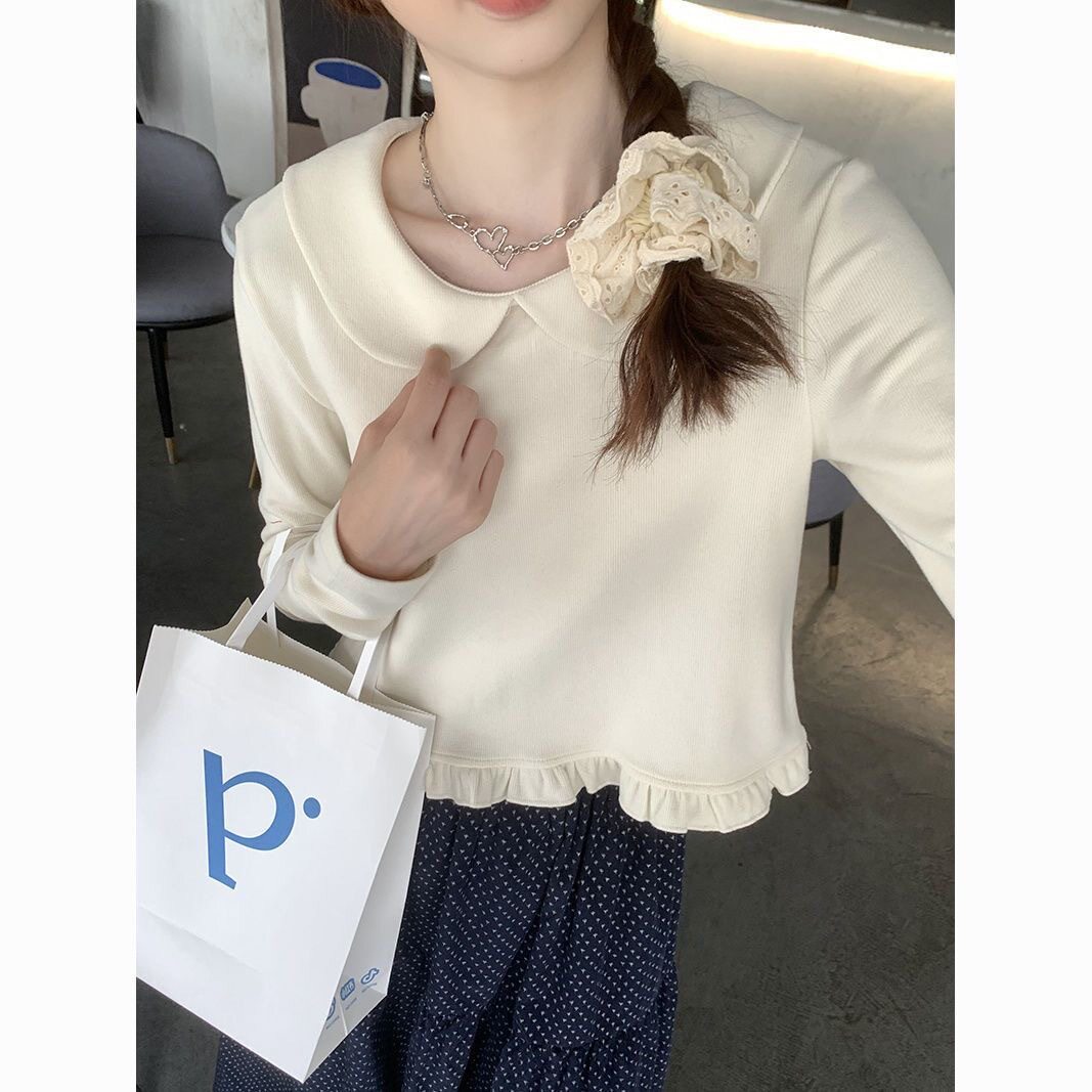 小众设计感纯色娃娃领长