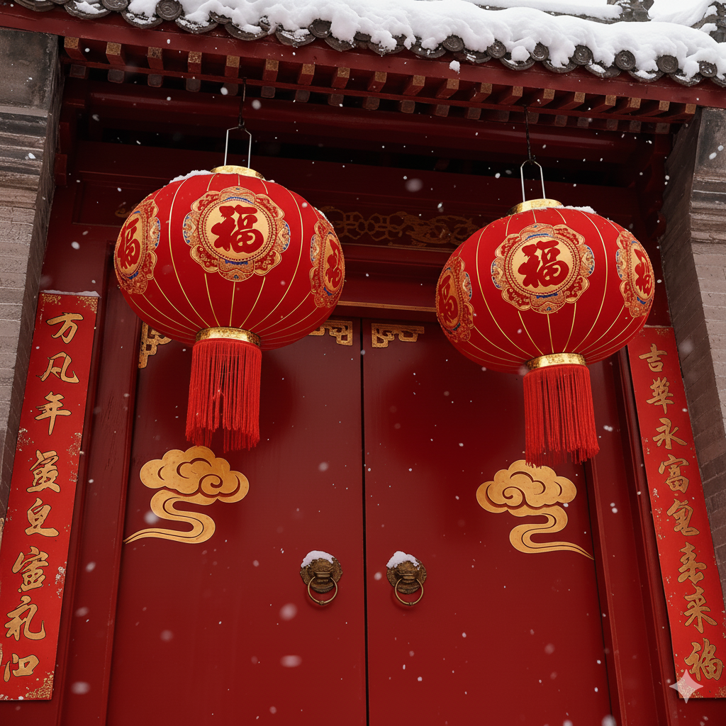 新年福字灯笼大红乔迁大门口喜婚事植绒挂饰一对阳台院子户外装饰