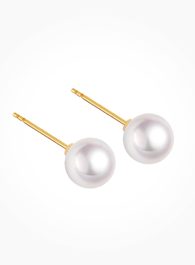 BEAUFINA百分娜极光淡水珍珠耳钉天然简约高级感强光正圆18K金
