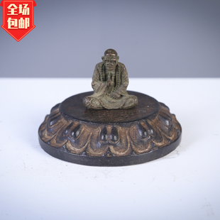 青石仿古雕刻莲花底座承壶装饰复古摆件民俗怀旧中式石雕收藏包邮