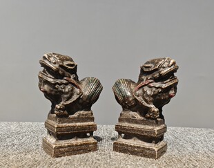 山西青石雕刻陕西风格案头狮子古玩收藏居家摆设新品包邮复古陈设