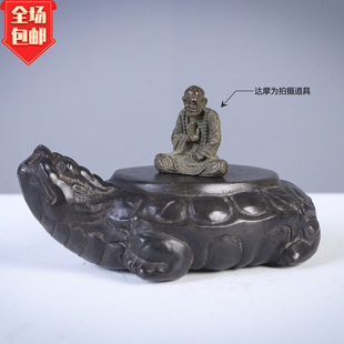 青石仿古雕刻承壶神龟茶宠龟托古典中式复古茶席摆件把玩石雕茶台