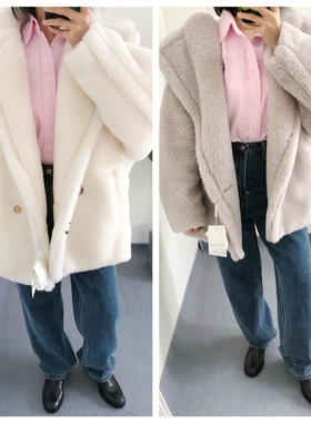 断码折 买手店m@x OLGA espero短款双排扣羊驼毛泰迪大衣外套保暖