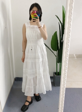 爆款 买手店doen SIMONA 苎麻镂空蕾丝花边刺绣亚麻背心裙连衣裙