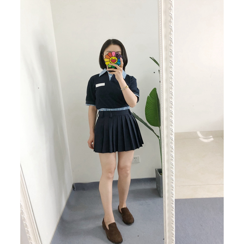 仅半裙 折 买手店 字母logo刺绣格纹拼接 百褶半身裙短裙outlets