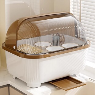 碗筷餐具收纳盒新款家用碗碟收纳架碗盘箱带沥水厨房放碗柜置物架