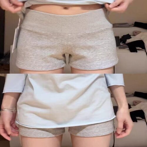 美式灰色低腰运动短裤女夏季外穿
