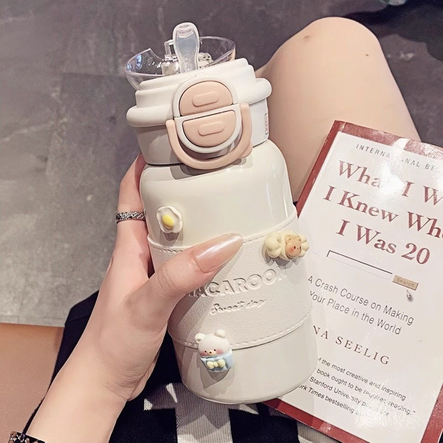 2025新款保温杯高女学生高颜值简约316带吸管双饮水杯便携保冷杯