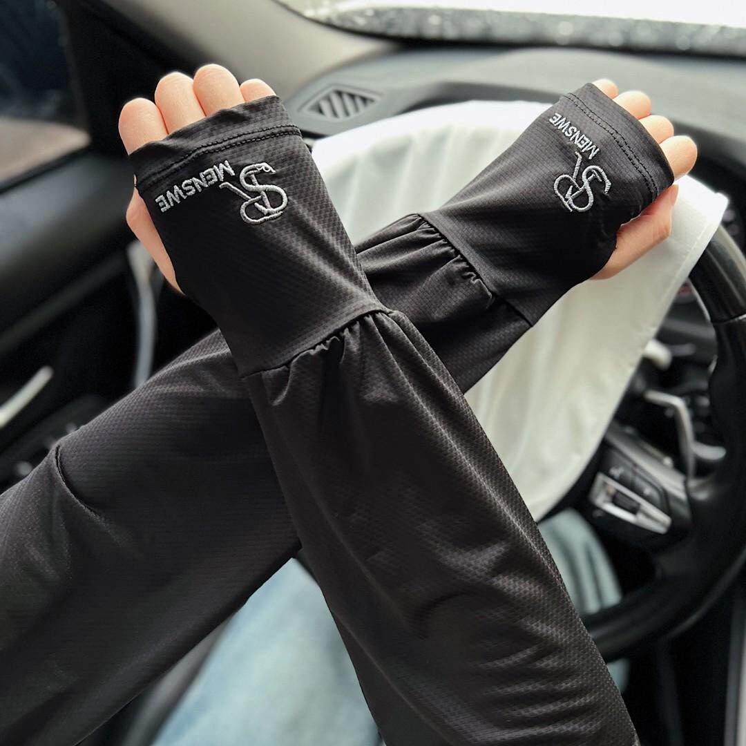 2024 NEW MENS ICE SLEEVE SUNSCREEN SLEEVE MENS UV PROTECTION ICE SILK LOOSE LARGE SIZE ARM GLOVES SUMMER