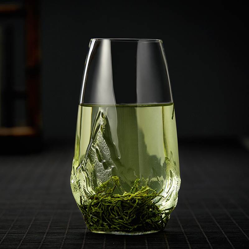 富申堂 观山玻璃杯绿茶杯龙井杯果汁杯水杯茶杯创意山峰喝茶