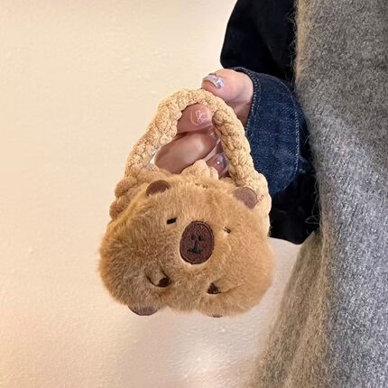 小红书同款卡皮巴拉毛绒耳机包零钱包掌门狗迷你便携收纳零钱包
