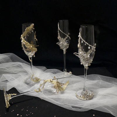 爆闪轻奢高脚香槟杯敬酒杯礼物