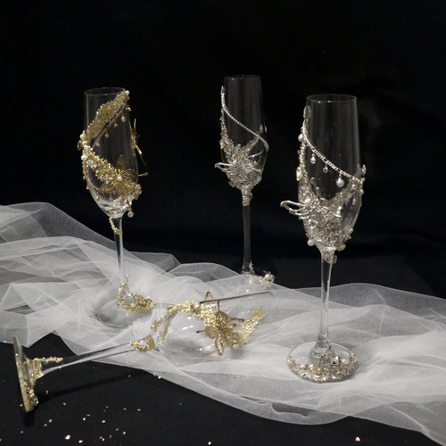 爆闪轻奢高脚香槟杯敬酒杯礼物