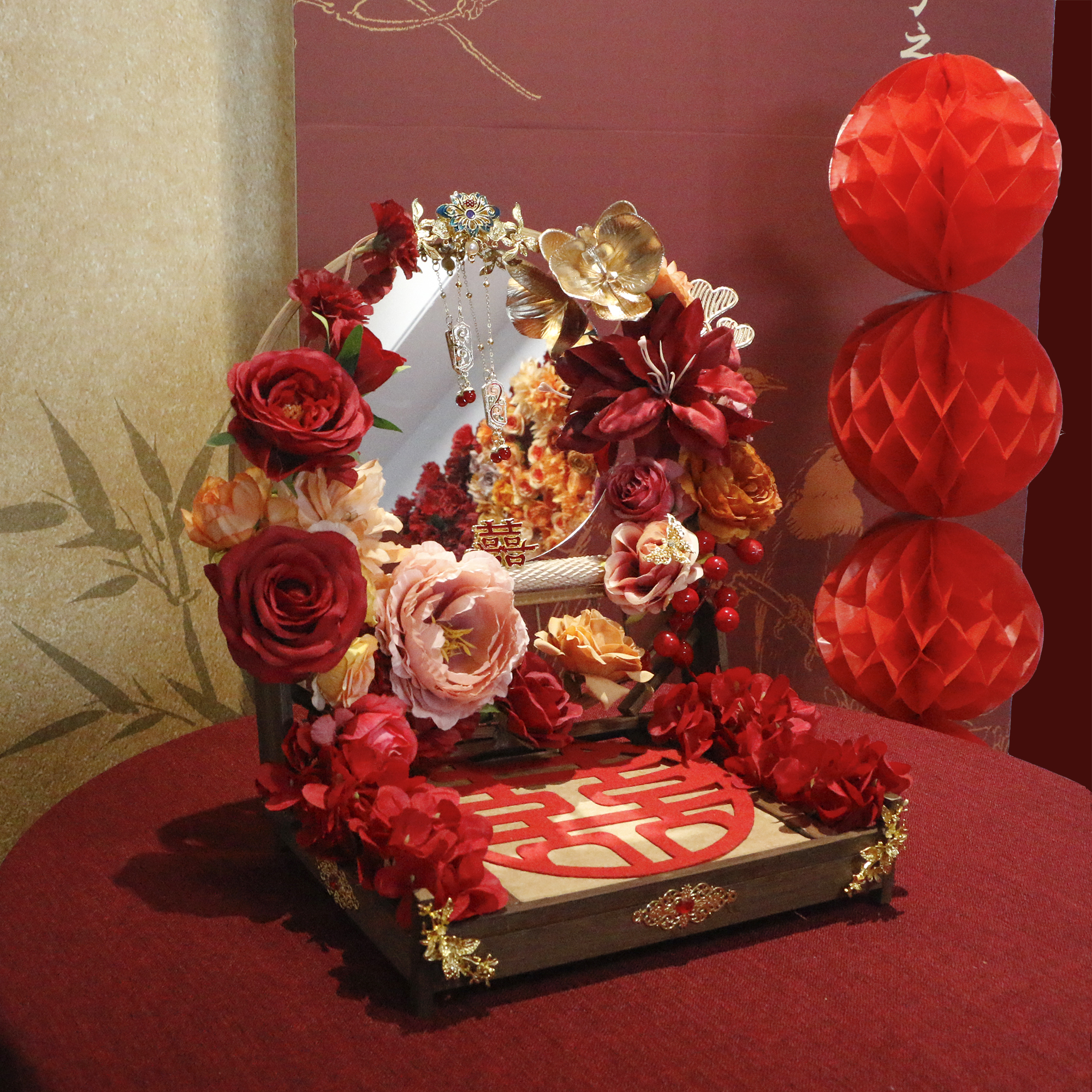 中式婚鞋盒开放展示架国风装扮