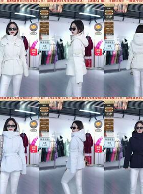 【芊芊粉丝专享】253100韩式束腰羽绒服女中长款90白鸭绒连帽收腰