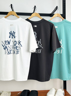 MLB短袖25新款男女NY字母印花情侣休闲圆领凉感运动T恤3ATSB0753
